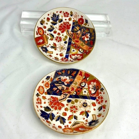 Set of 2 Victorian Ridgways Old Derby  Circa 1880 Ceramic Deep Saucers - Picture 1 of 6